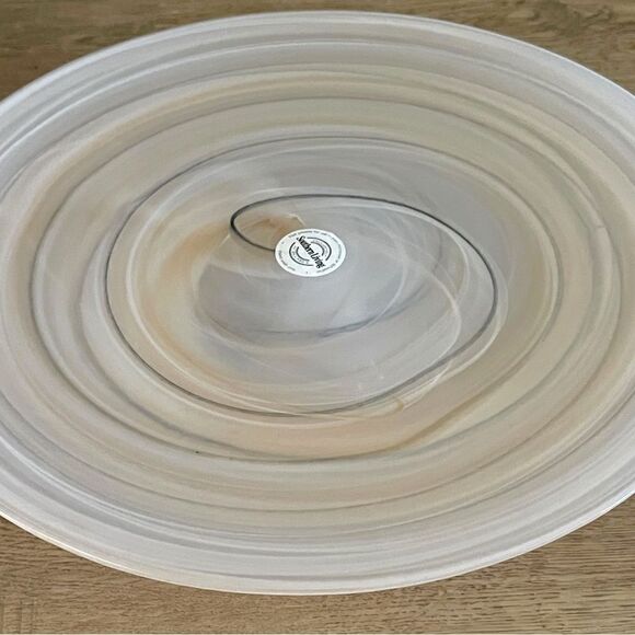 Southern Living Dilllard’s Multi Neutral Color Swirl Glass Cake Stand Pedestal - Picture 8 of 16